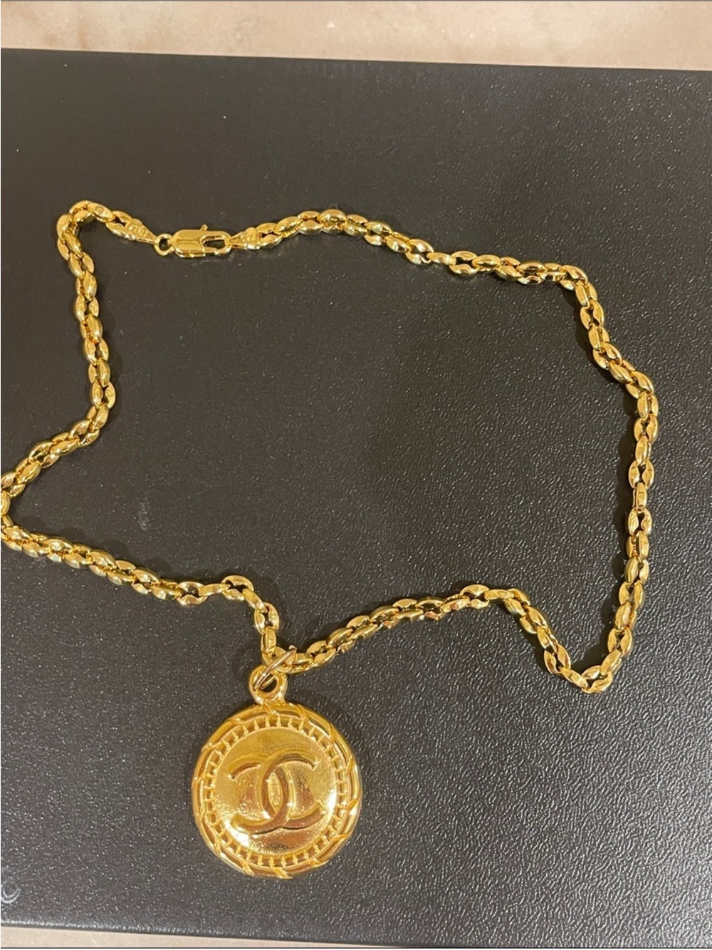 CHANEL Gold-Tone Interlocking CC Coin Pendant Necklace - Picture 8 of 13